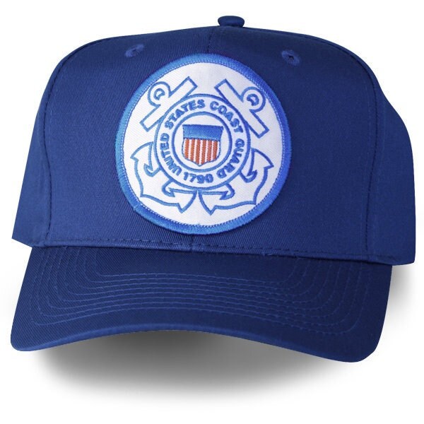 US COAST GUARD Embroidered Cap Hat - Royal Blue Cap Round Patch Crest Hat - Officially Licensed!