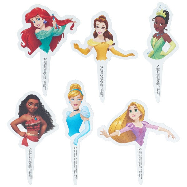 12 Disney Princess Cupcake Poly Decopics - Cupcake Toppers Cake Toppers for Birthday Party Decoration Picks Craft Supply