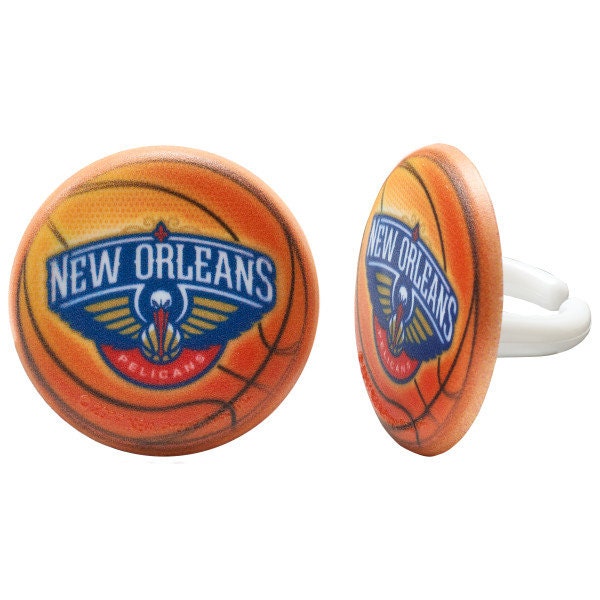 12 NEW ORLEANS PELICANS Cupcake Rings - Nba New Orleans Pelicans Cake Toppers for Birthday Party Decoration Craft Supply