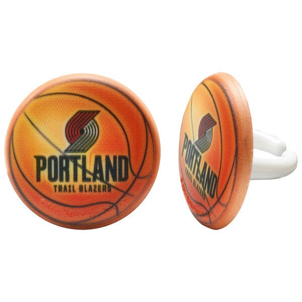 12 PORTLAND TRAILBLAZERS Cupcake Rings - NBA Portland Trailblazers Cake Toppers for Birthday Party Decoration Craft Supply