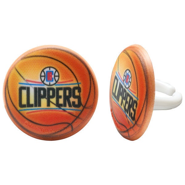 12 LOS ANGELES CLIPPERS Cupcake Rings - Nba Los Angeles Clippers Cake Toppers for Birthday Party Decoration Craft Supply