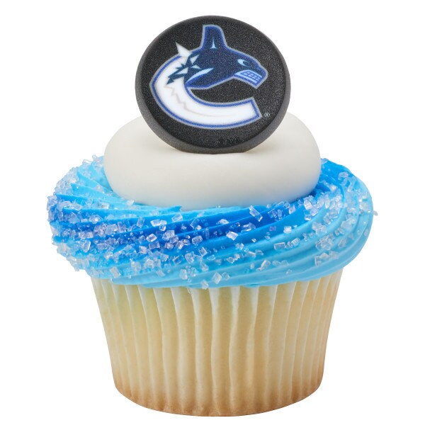 12 VANCOUVER CANUCKS Cupcake Rings - NHL Vancouver Canucks Cake Toppers for Birthday Party Decoration Craft Supply