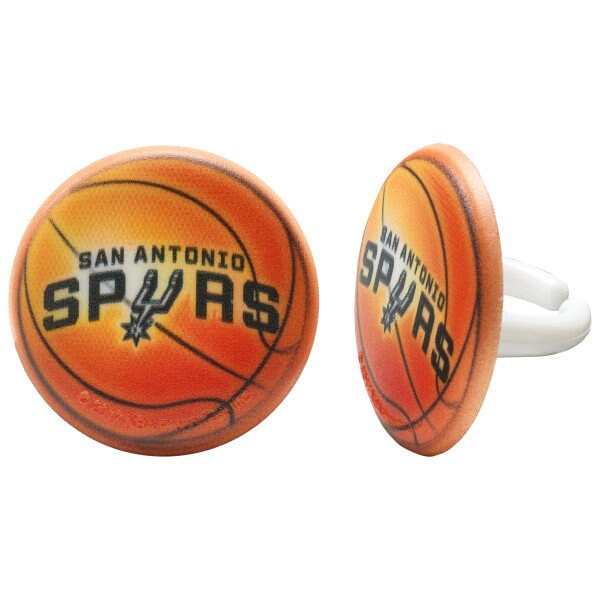 12 SAN ANTONIO SPURS Cupcake Rings - Nba San Antonio Spurs Cake Toppers for Birthday Party Decoration Craft Supply