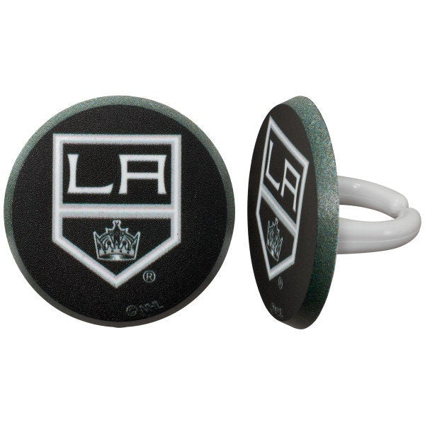 12 LOS ANGELES KINGS Cupcake Rings - Nhl Los Angeles Kings Cake Toppers for Birthday Party Decoration Craft Supply