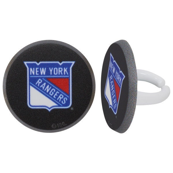 12 NEW YORK RANGERS Cupcake Rings - Nhl New York Rangers Cake Toppers for Birthday Party Decoration Craft Supply