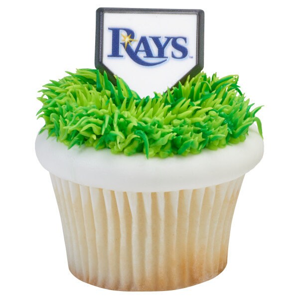12 TAMPA BAY RAYS Cupcake Rings - Mlb Tampa Bay Rays Home Plate Cake Toppers for Birthday Party Decoration Craft Supply