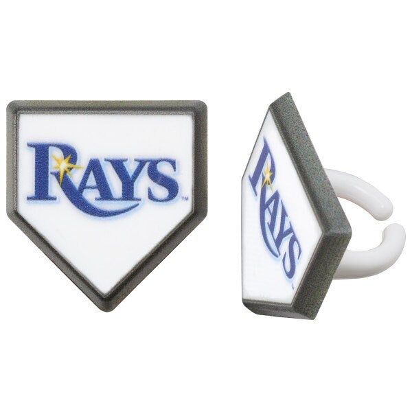 12 TAMPA BAY RAYS Cupcake Rings - Mlb Tampa Bay Rays Home Plate Cake Toppers for Birthday Party Decoration Craft Supply