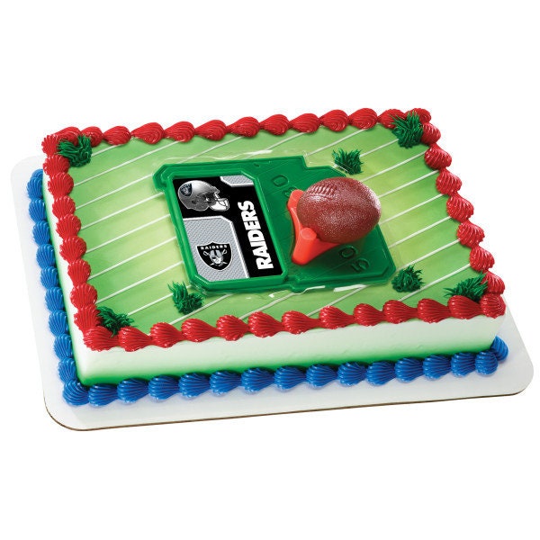 LAS VEGAS RAIDERS Cake Topper Nfl Football Tee Field - Las Vegas Raiders Football Cake Decoration Topper Decoset Birthday Craft Supply