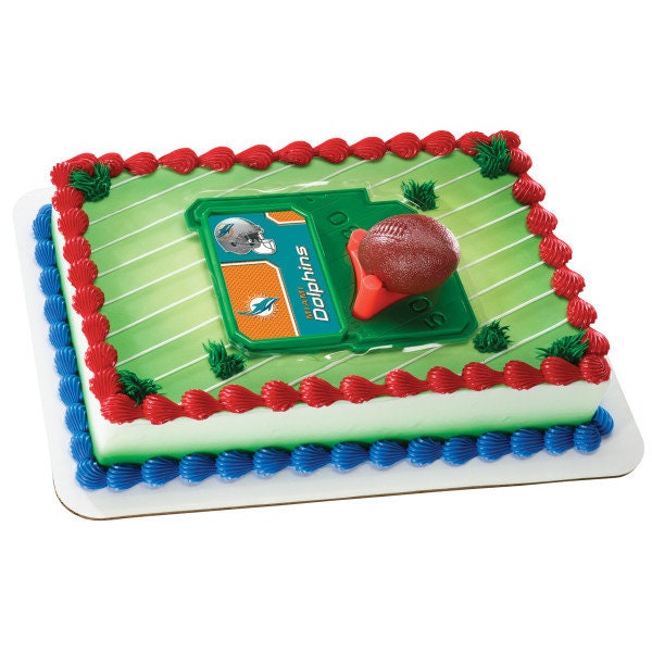 MIAMI DOLPHINS Cake Topper NFL Football Tee Field - Miami Dolphins Football Cake Decoration Topper Decoset Birthday Craft Supply