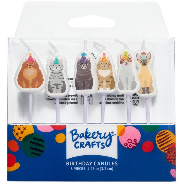 PARTY CATS Birthday Candles - Kitty Cat Birthday Cake Candles Cupcake Toppers Cat Lover for Party Decoration Craft Supply