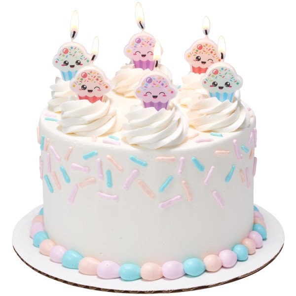 CUPCAKE SHAPED Birthday Candles - Cupcake Birthday Cake Candles Cute Cupcake Toppers for Party Decoration Craft Supply