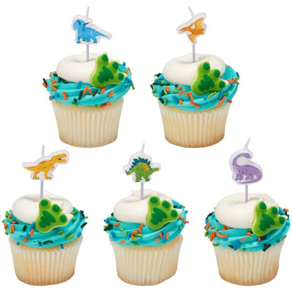 DINOSAUR SHAPED Birthday Candles - Cupcake Birthday Cake Candles Cute Dinosaur Cupcake Toppers for Party Decoration Craft Supply