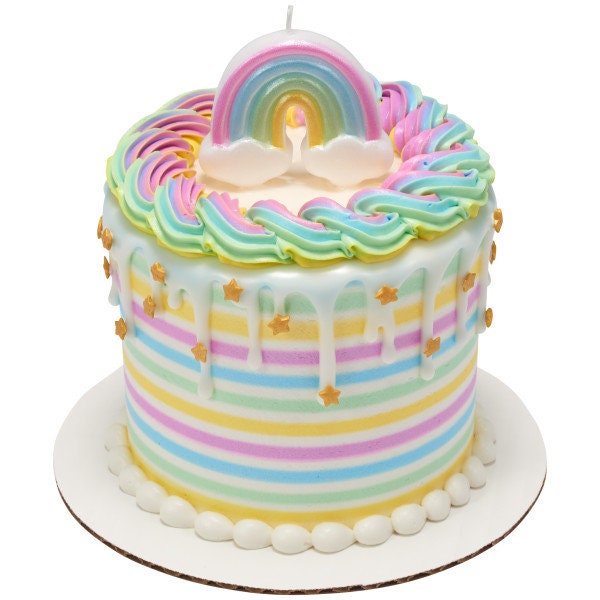 RAINBOW SHAPED Birthday Candle - Cupcake Birthday Cake Candle Pastel Rainbow Pride Cupcake Toppers for Party Decoration Craft Supply