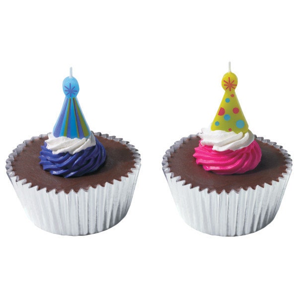 PARTY HATS Birthday Candles - Party Hat Shaped Birthday Candles Cake Candles Cupcake Toppers for Party Decoration Craft Supply