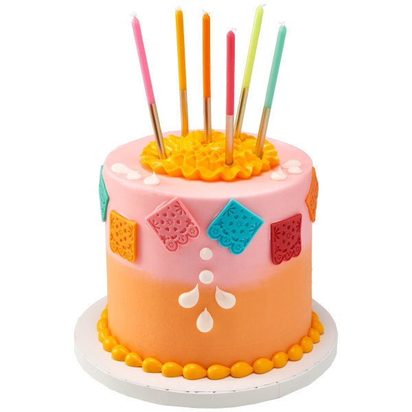 Gold Dipped Bright Candles - Birthday Candles Fiesta Assortment with Gold Cupcake Cake Toppers for Party Decoration Craft Supply