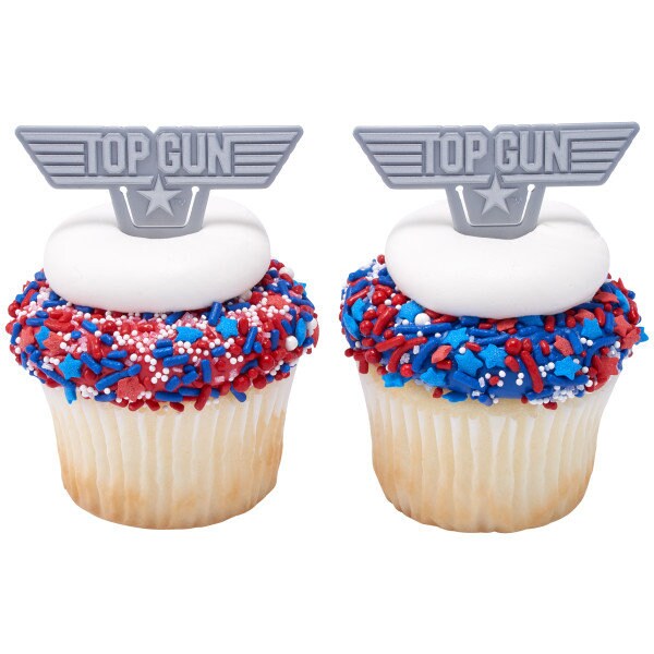 12 TOP GUN Cupcake Rings - Maverick Goose Top Gun Movie - Cake Toppers Cupcake Cake Decoration Birthday Party Craft Supply