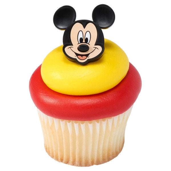 12 MICKEY MOUSE Cupcake Rings - Disney Mickey Mouse Classic - Cake Toppers Cupcake Cake Decoration Birthday Party Craft Supply