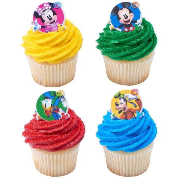 12 MICKEY MOUSE Cupcake Rings - Disney Mickey Mouse and Friends Funhouse - Cake Toppers Cupcake Cake Decoration Birthday Party Craft Supply