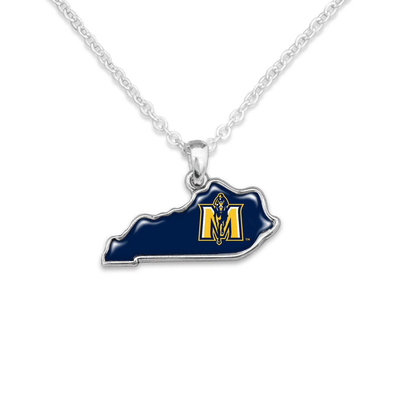 Officially Licensed MURRAY STATE Racers Necklace - State of Mine Logo Pewter Charm Sterling Plated - Murray State University