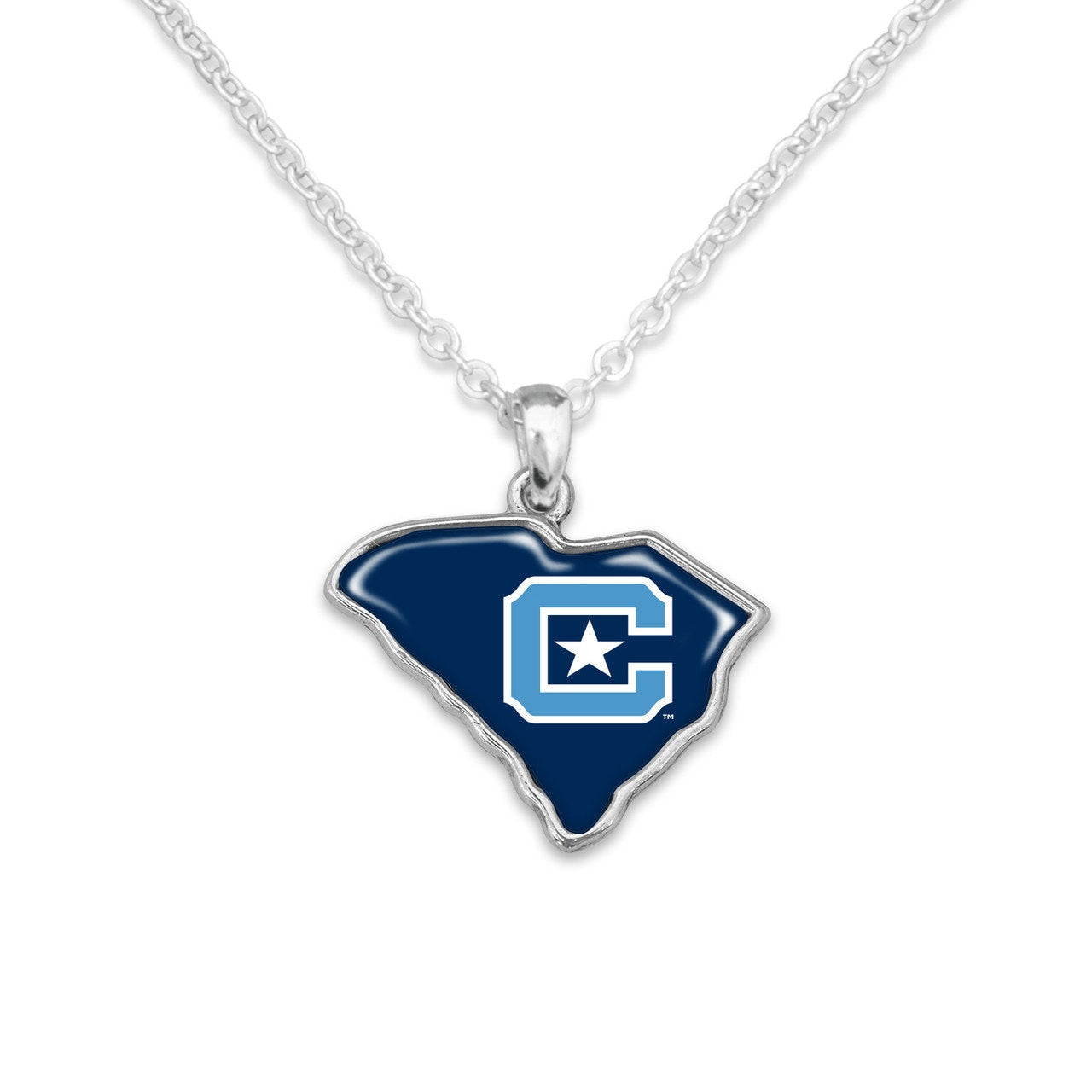 Officially Licensed CITADEL Bulldogs Necklace - State of Mine Logo Pewter Charm Sterling Plated - The Citadel