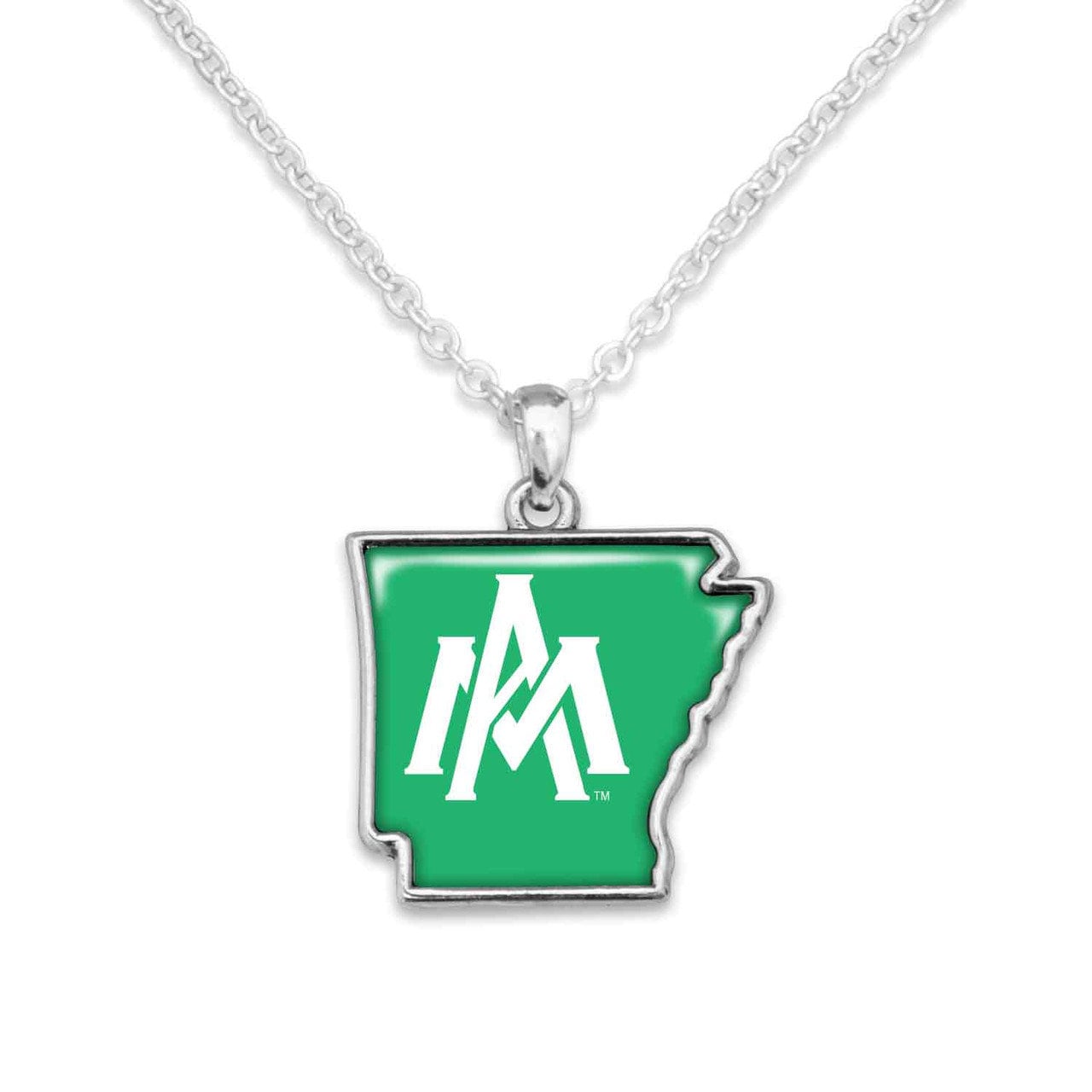 Officially Licensed Arkansas-Monticello Boll Weevils Necklace - State of Mine Logo Pewter Charm Sterling Plated - Arkansas at Monticello