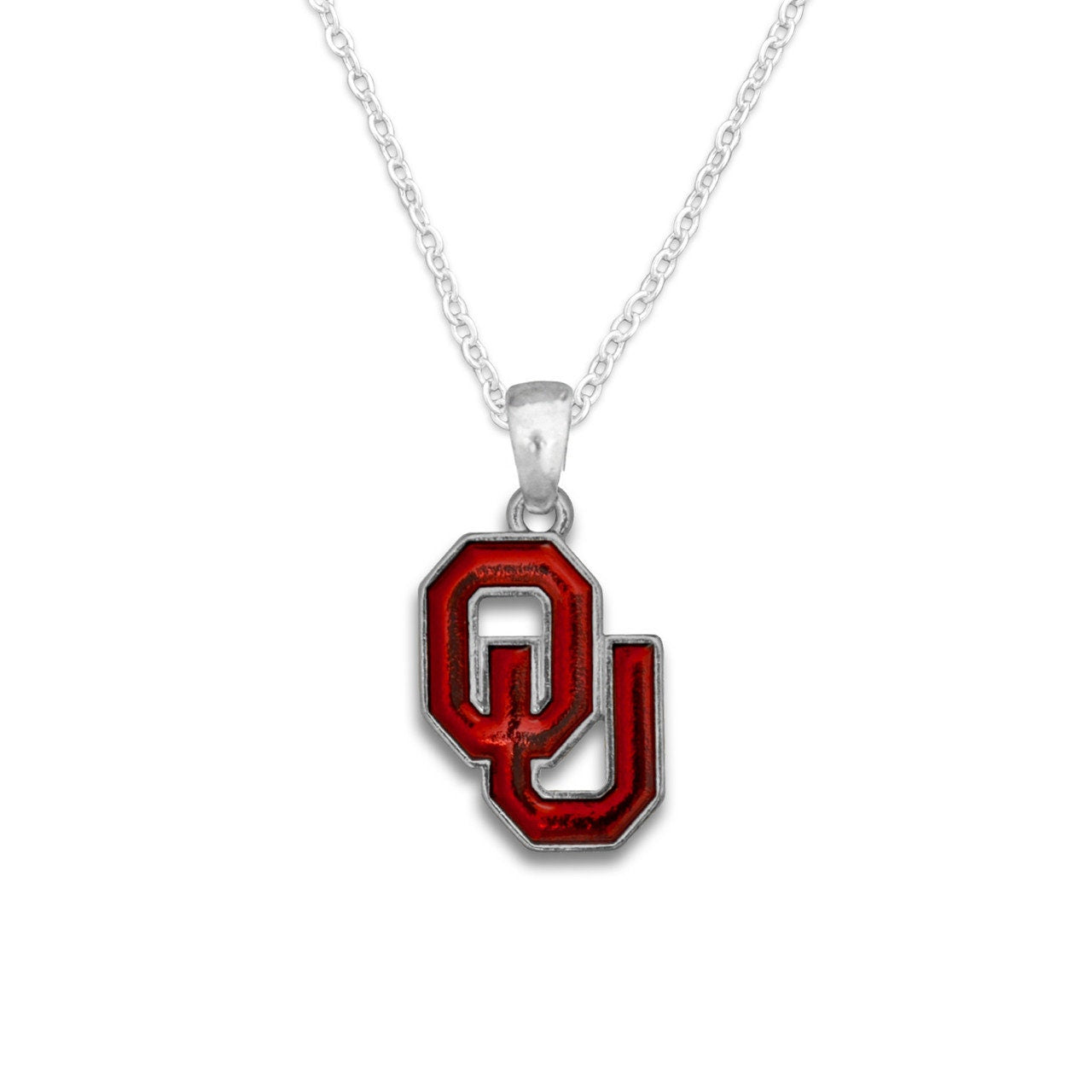 Officially Licensed OKLAHOMA SOONERS Necklace - Logo Pewter Charm Sterling Plated - University of Oklahoma Sooners