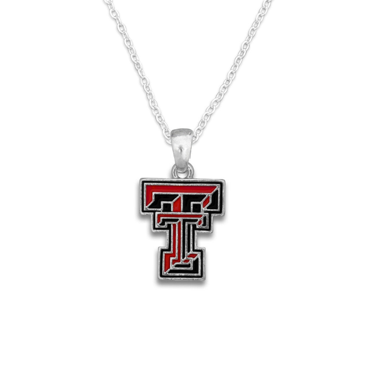 Officially Licensed TEXAS TECH Red Raiders Necklace - Logo Pewter Charm Sterling Plated - Texas Tech University Red Raiders