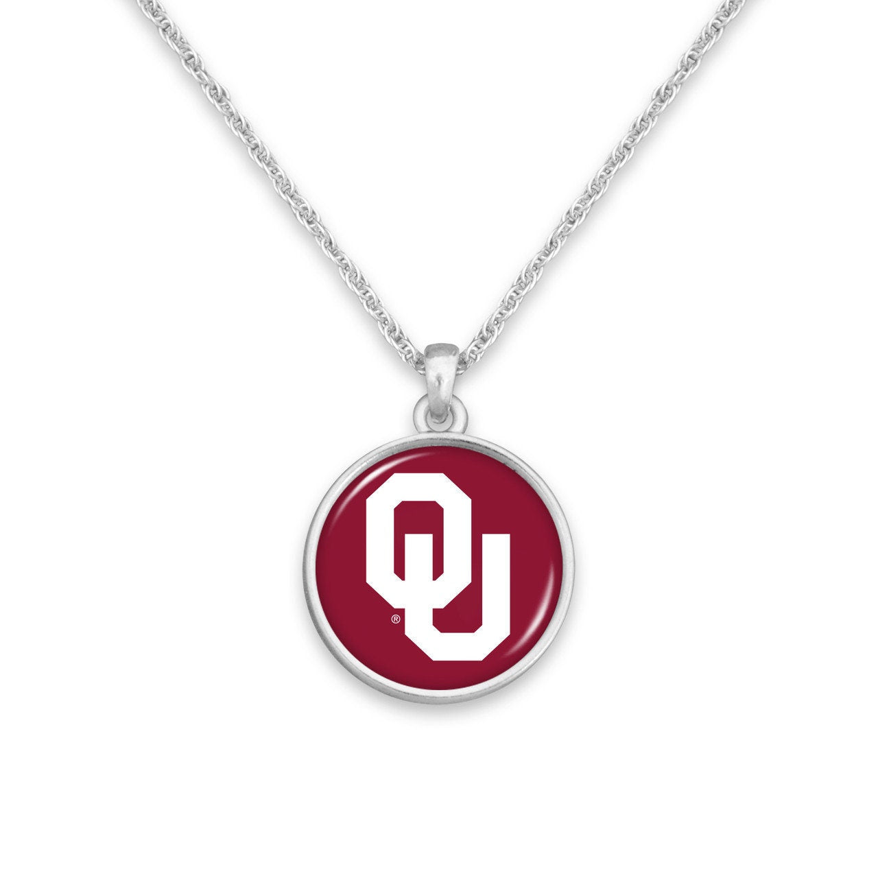 Officially Licensed OKLAHOMA SOONERS Necklace - Pewter Charm Sterling Plated - University of Oklahoma