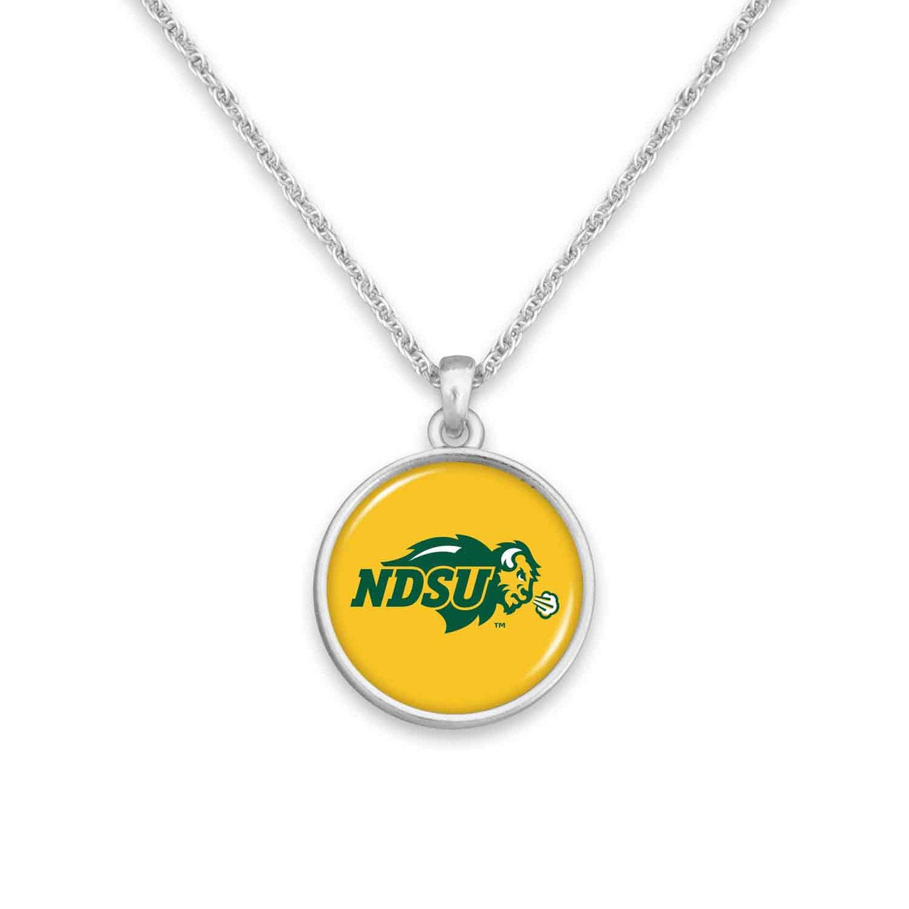Officially Licensed NORTH DAKOTA STATE Bison Necklace - Pewter Charm Sterling Plated - North Dakota State University