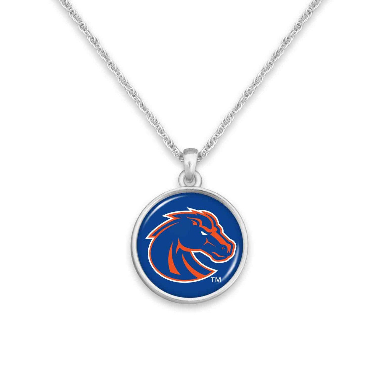 Officially Licensed BOISE STATE BRONCOS Necklace - Pewter Charm Sterling Plated - Boise State University