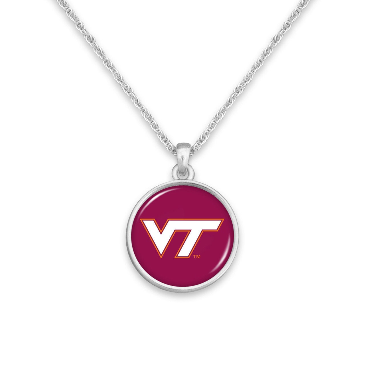 Officially Licensed VIRGINIA TECH HOKIES Necklace - Pewter Charm Sterling Plated - Virginia Polytechnic Institute State University