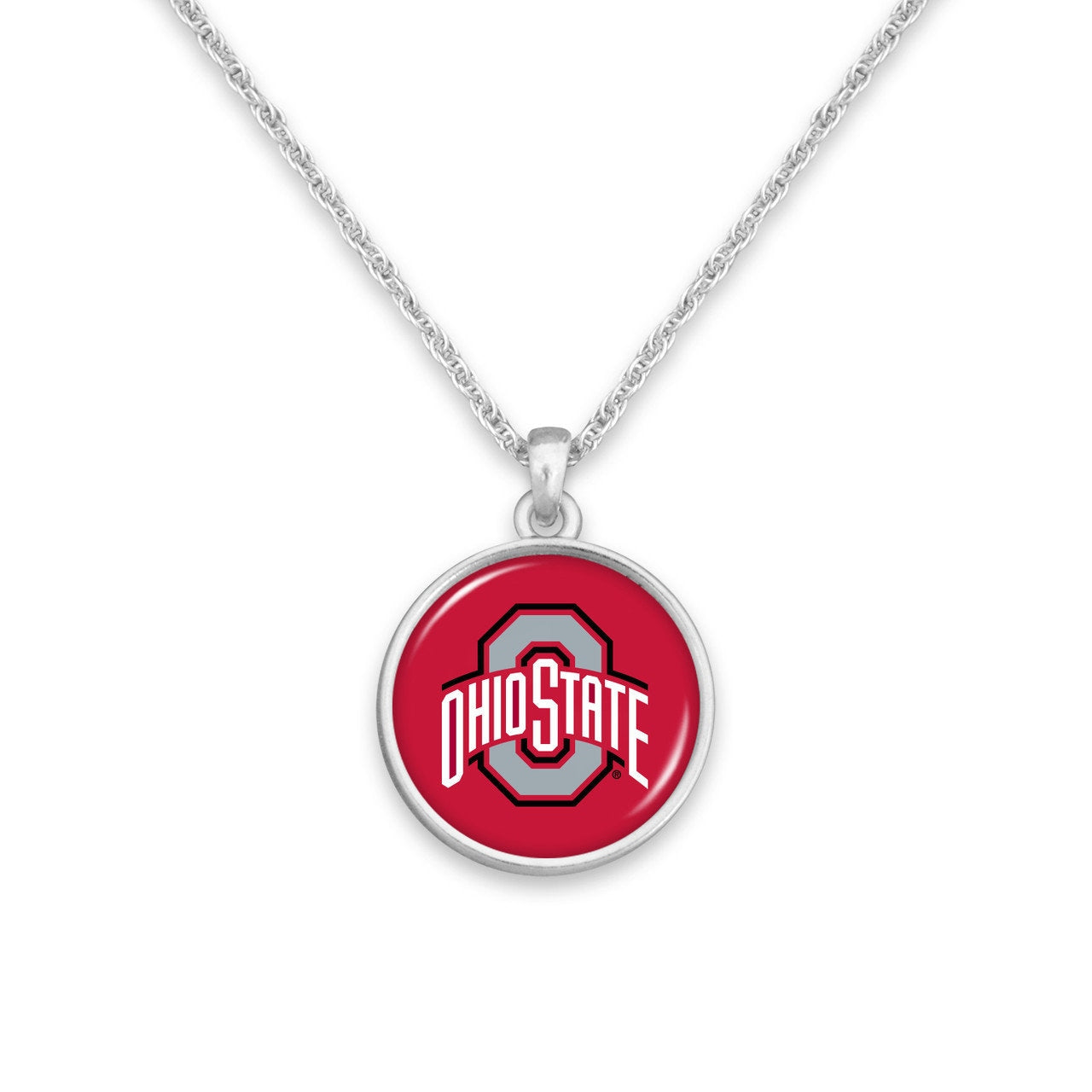 Officially Licensed OHIO STATE BUCKEYES Necklace - Pewter Charm Sterling Plated - Ohio State University