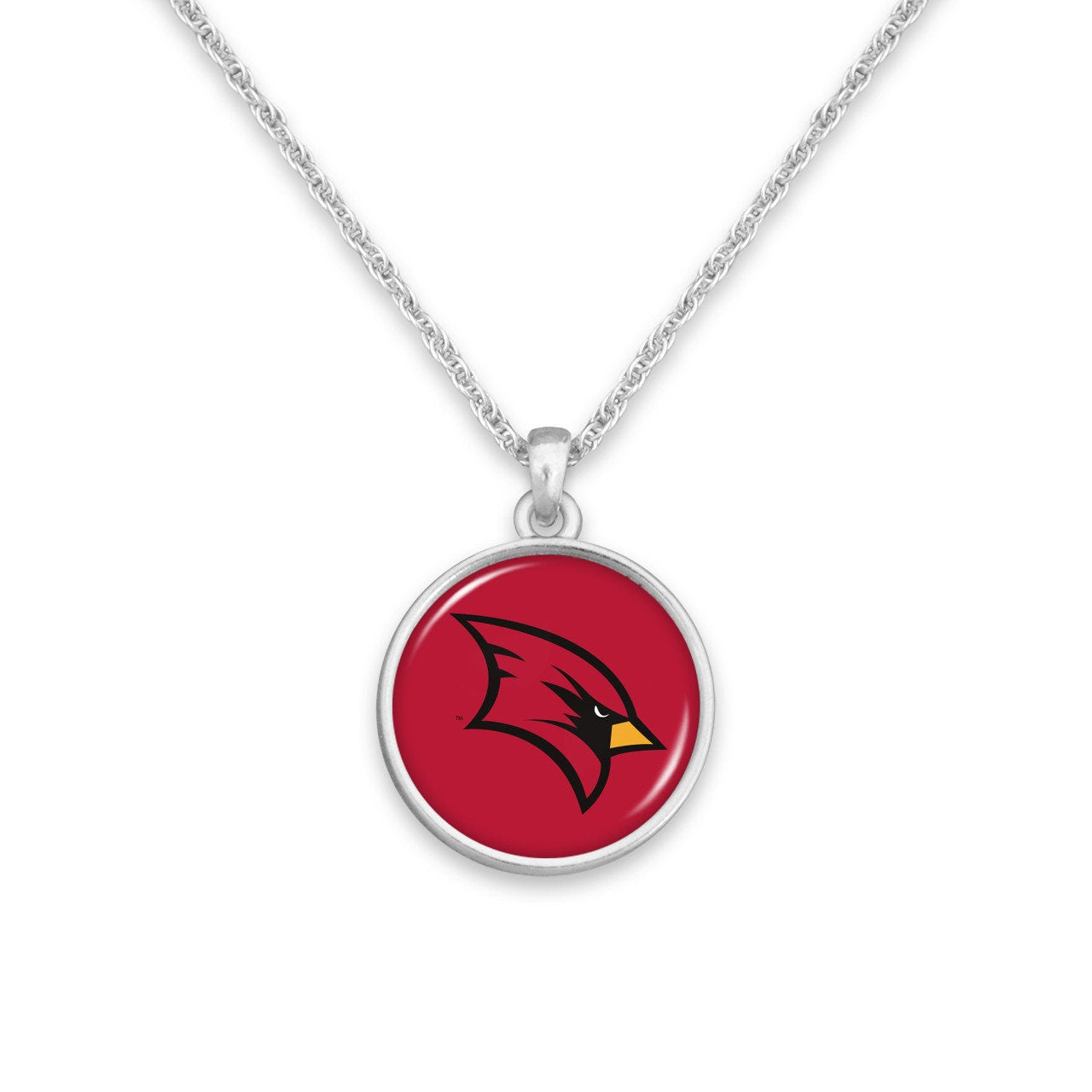 Officially Licensed SAGINAW VALLEY STATE Cardinals Necklace - Pewter Charm Sterling Plated - Saginaw Valley State Cardinals