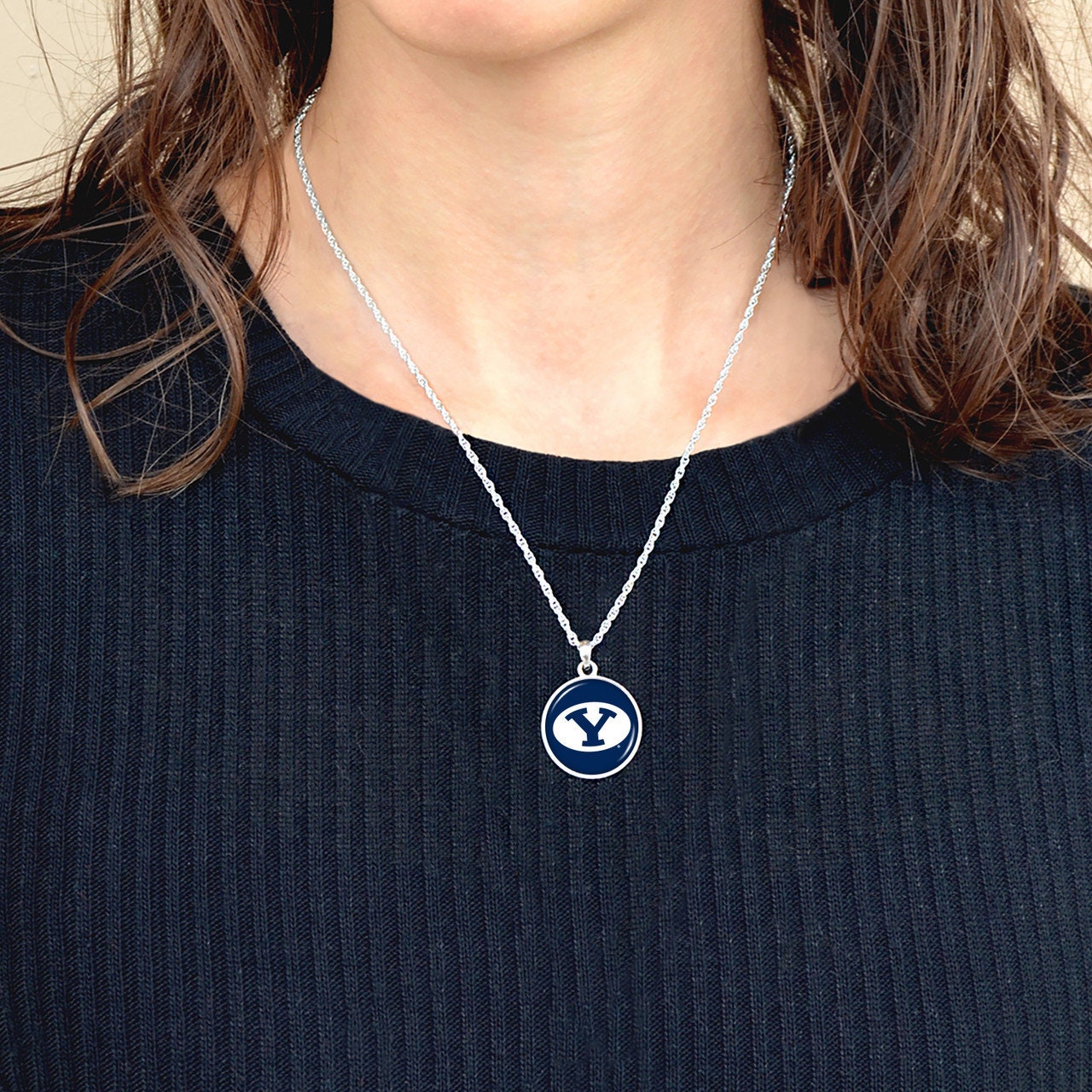 Officially Licensed BRINGHAM YOUNG BYU Cougars Necklace - Pewter Charm Sterling Plated - North Carolina State University