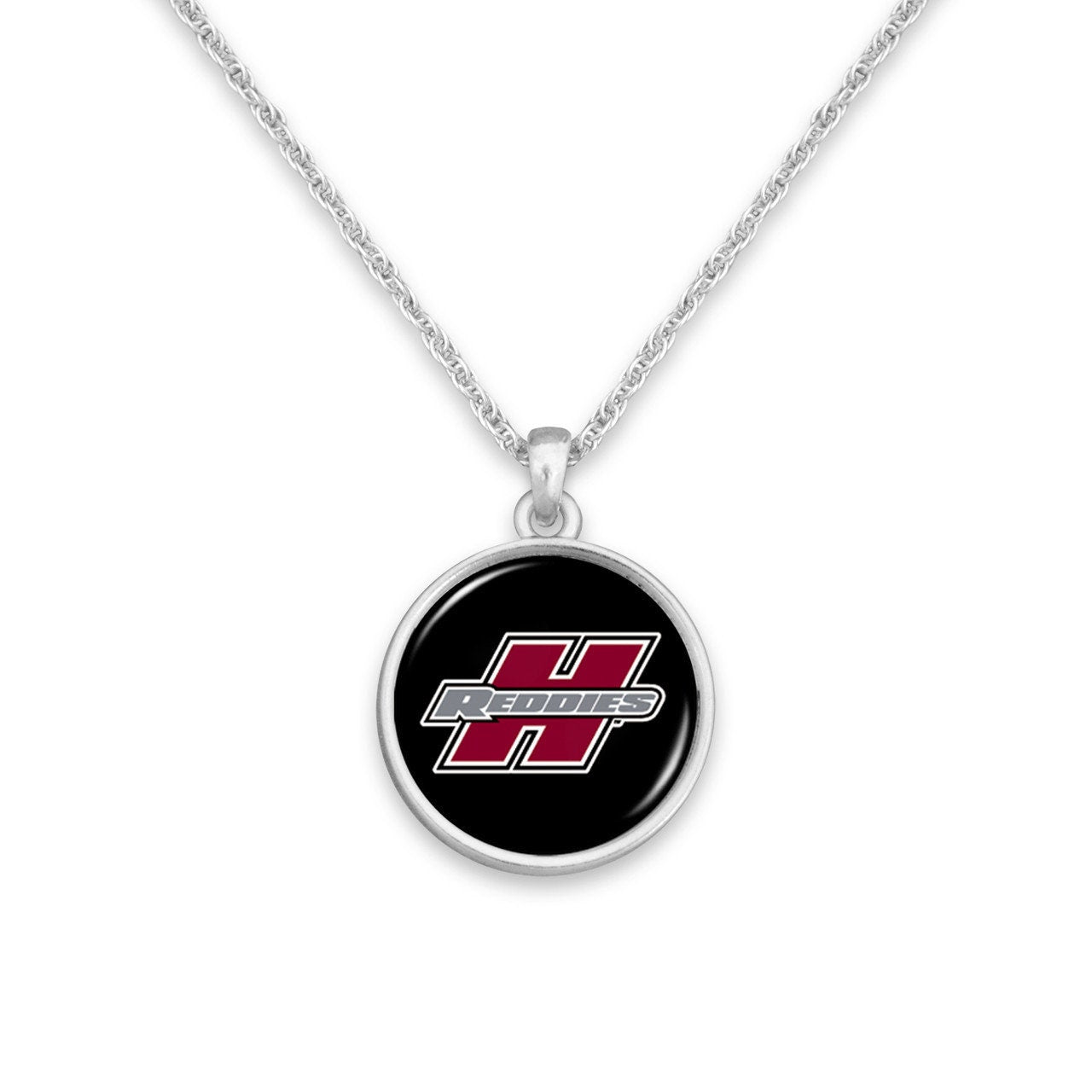 Officially Licensed HENDERSON STATE REDDIES Necklace - Pewter Charm Sterling Plated - Henderson State University