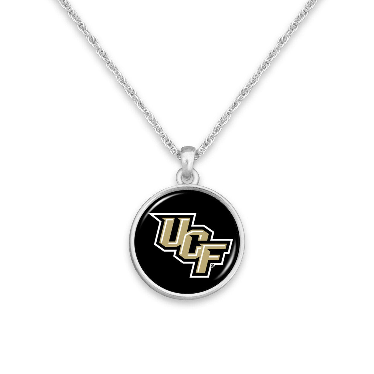 Officially Licensed CENTRAL FLORIDA KNIGHTS Necklace - Pewter Charm Sterling Plated - University of Central Florida