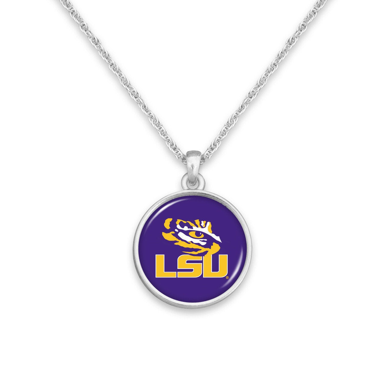 Officially Licensed LSU TIGERS Necklace - Pewter Charm Sterling Plated - Louisiana State University