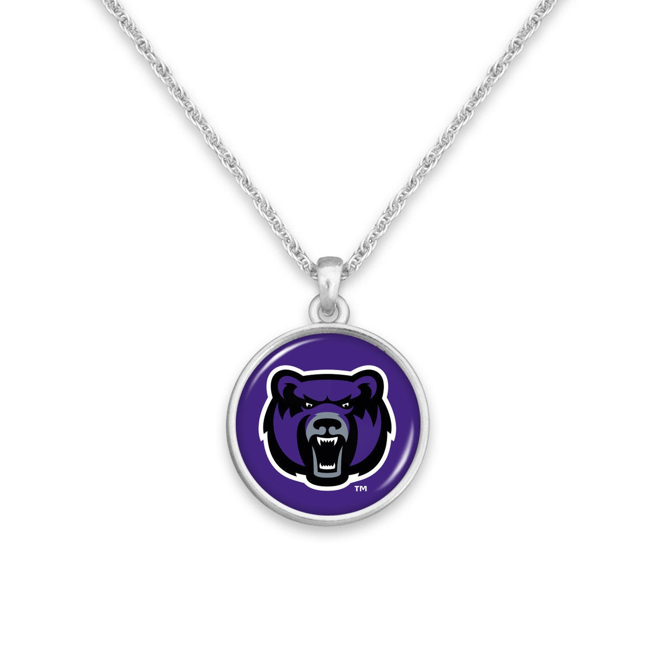 Officially Licensed CENTRAL ARKANSAS BEARS Necklace - Pewter Charm Sterling Plated - University of Central Arkansas