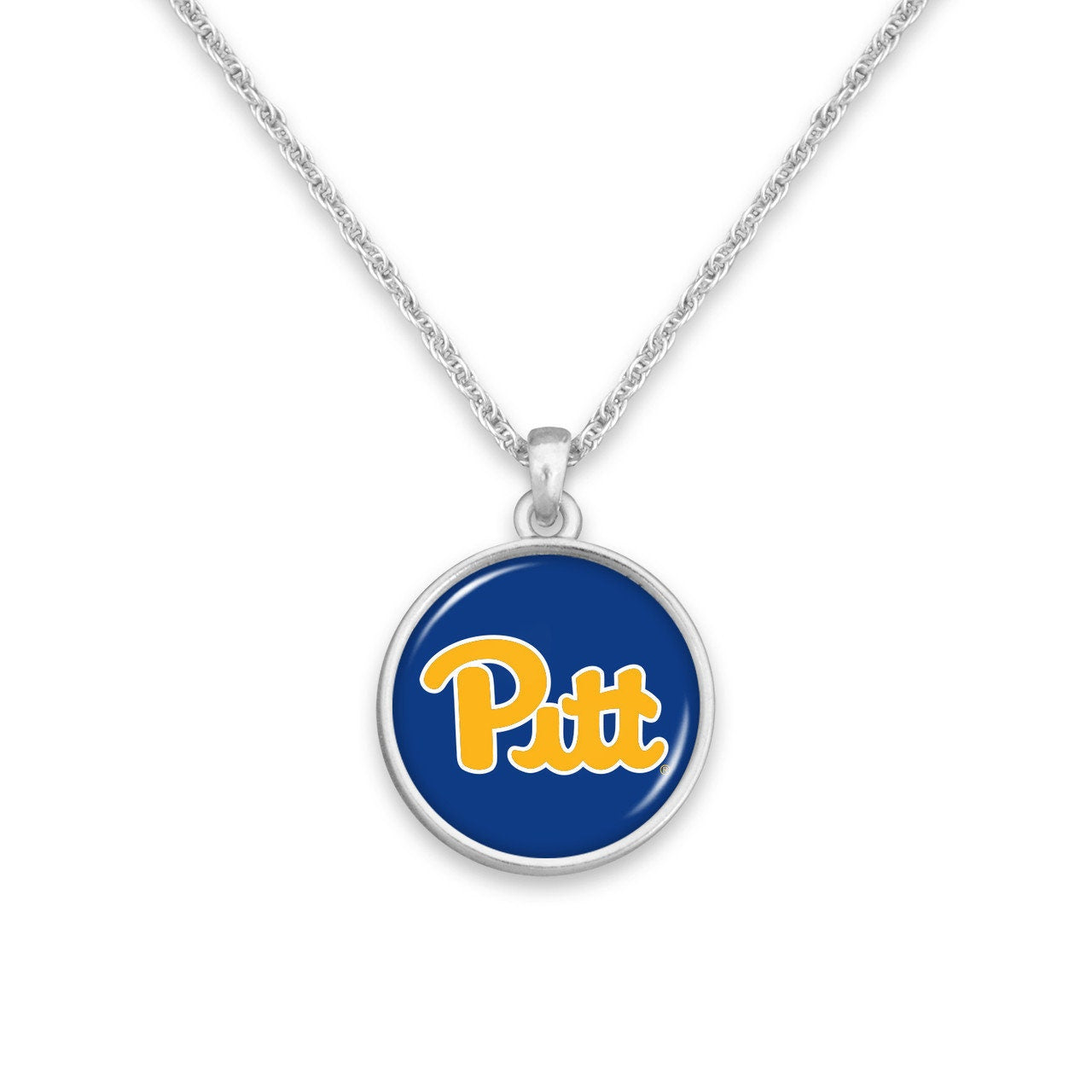 Officially Licensed PITTSBURGH PANTHERS PITT Necklace - Pewter Charm Sterling Plated - University of Pittsburgh