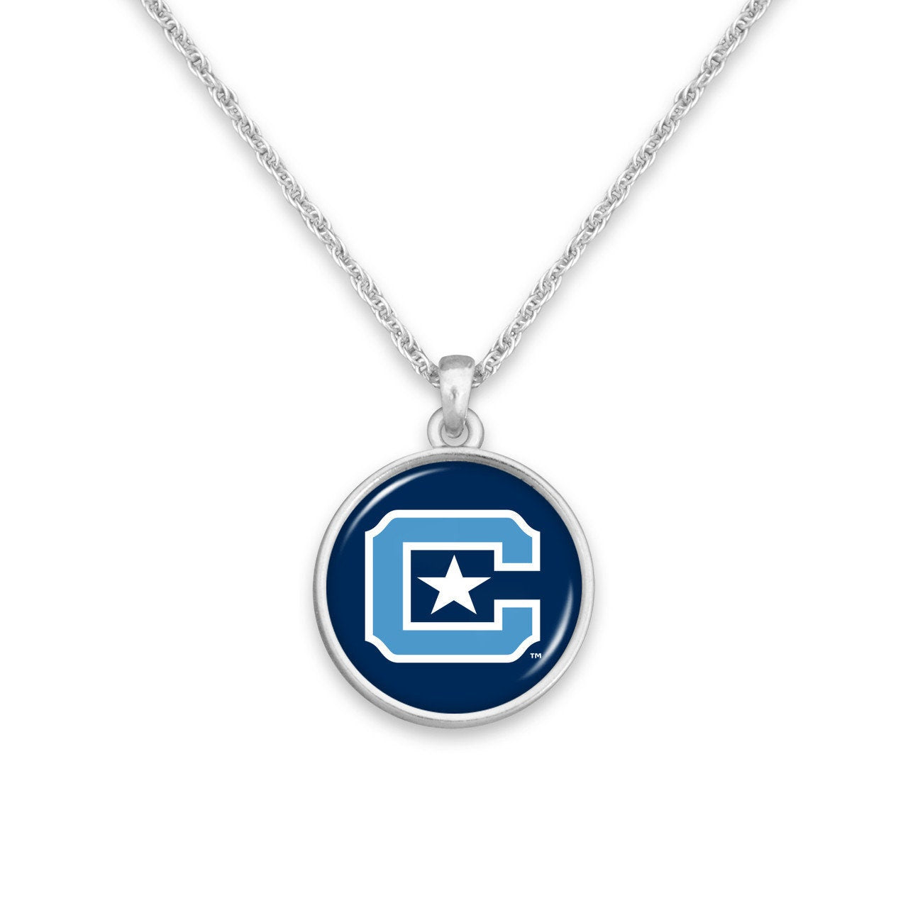 Officially Licensed CITADEL BULLDOGS Necklace - Pewter Charm Sterling Plated - The Citadel