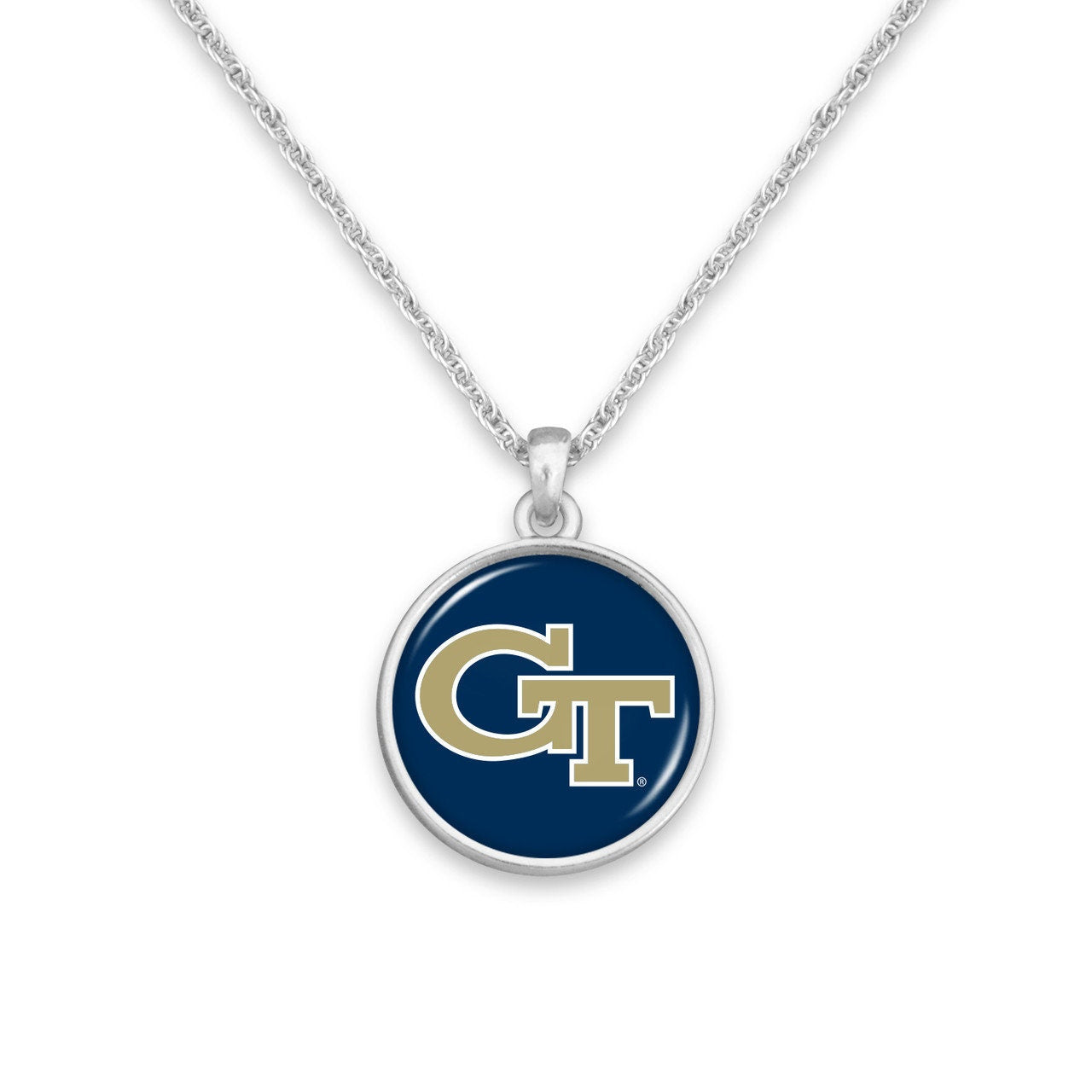 Officially Licensed GEORGIA TECH Yellow Jackets Necklace - Pewter Charm Sterling Plated - Georgia Institute of Technology