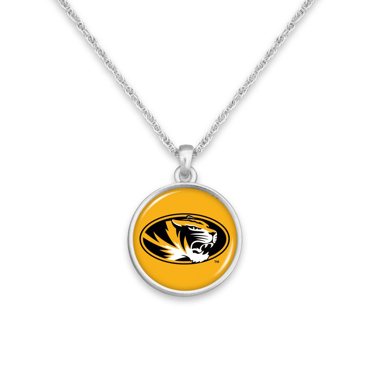 Officially Licensed MISSOURI TIGERS Necklace - Pewter Charm Sterling Plated - University of Missouri