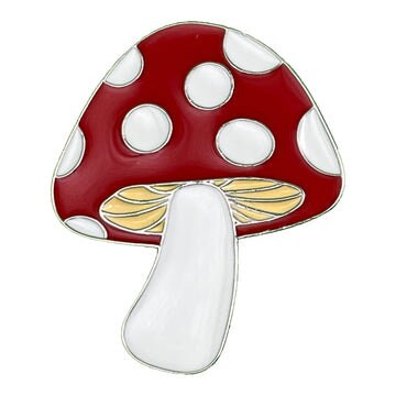 Red Mushroom Lapel Pin -1.25 Inch - Cartoon Mushroom Video Game Psychedelic Red Craft Supply