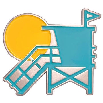 Lifeguard Tower Lapel Pin - 1.25 Inch - Beach Ocean Sea Swim Sunset Swimming Craft Supply