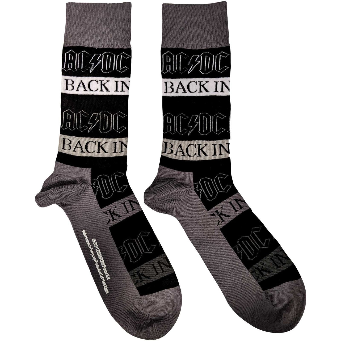 AC/DC Socks - ACDC Back In Black Unisex Ankle Socks - Men's Adult 8-12 - Officially Licensed Craft Costume Supply