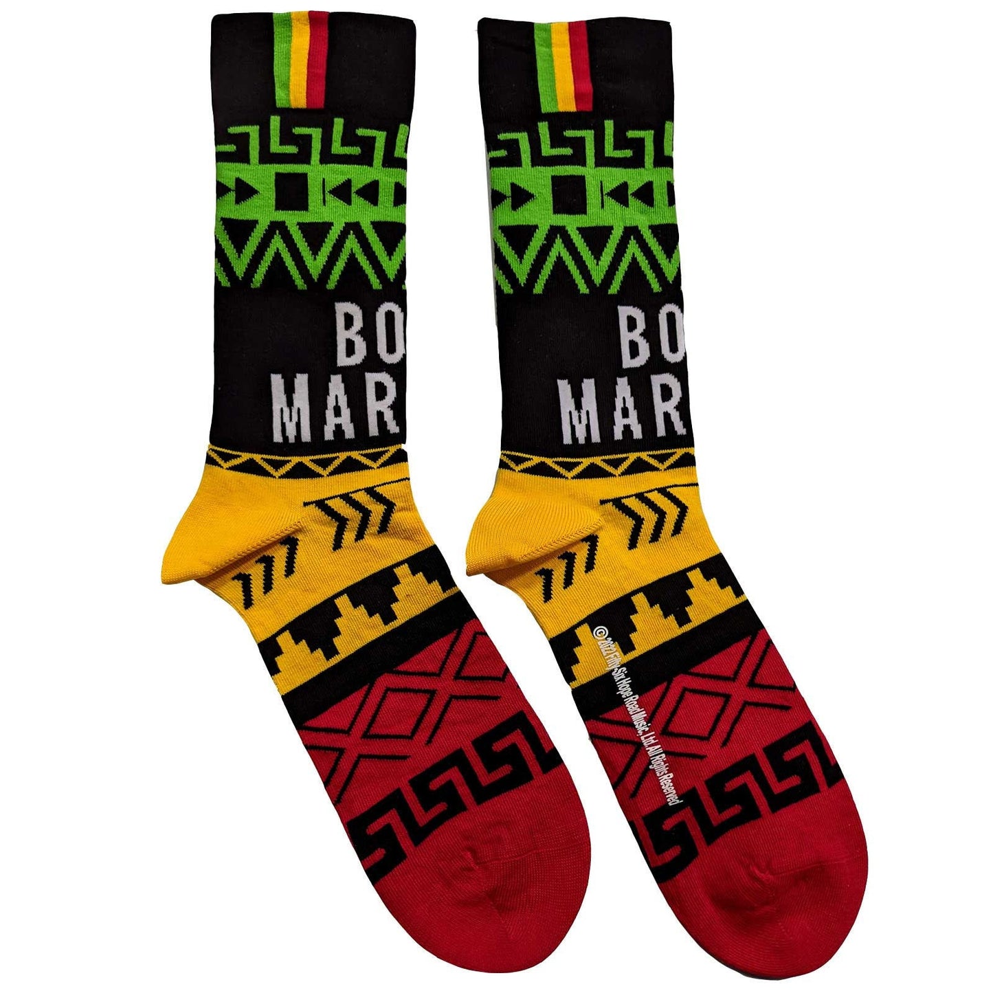 BOB MARLEY Socks - Bob Marley Multicolored Pattern Unisex Ankle Socks - Men's Adult 8-12 - Officially Licensed Craft Costume Supply