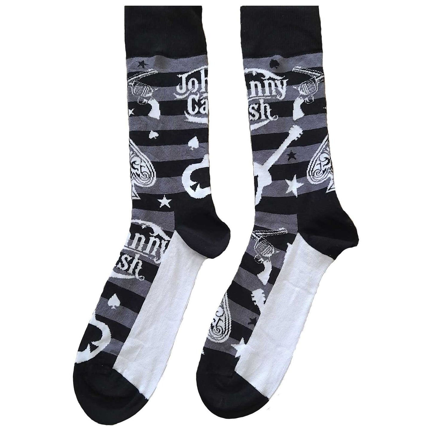 JOHNNY CASH Socks - Johnny Cash Outlaw Guitars Guns Unisex Ankle Socks - Men's Adult 8-12 - Officially Licensed Craft Costume Supply