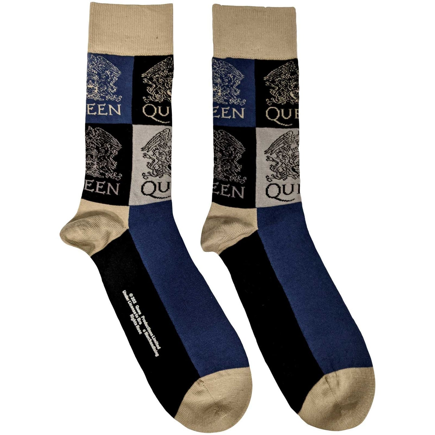QUEEN Socks - Queen Crest Blocks Unisex Ankle Socks - Men's Adult 8-12 - Officially Licensed Craft Costume Supply