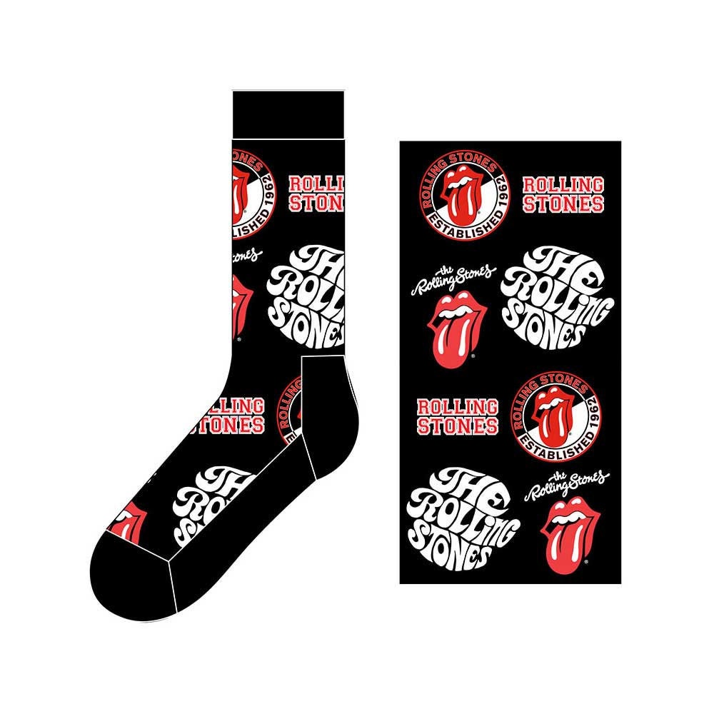 THE ROLLING STONES Socks - Rolling Stones Band Logos Unisex Ankle Socks - Men's Adult 8-12 - Officially Licensed Craft Costume Supply