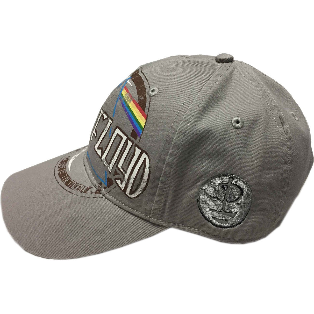 PINK FLOYD Unisex Cap Hat - Dark Side of the Moon Pink Floyd Distressed (Gray) Adjustable Baseball Cap with DSOM Logo - Officially Licensed!